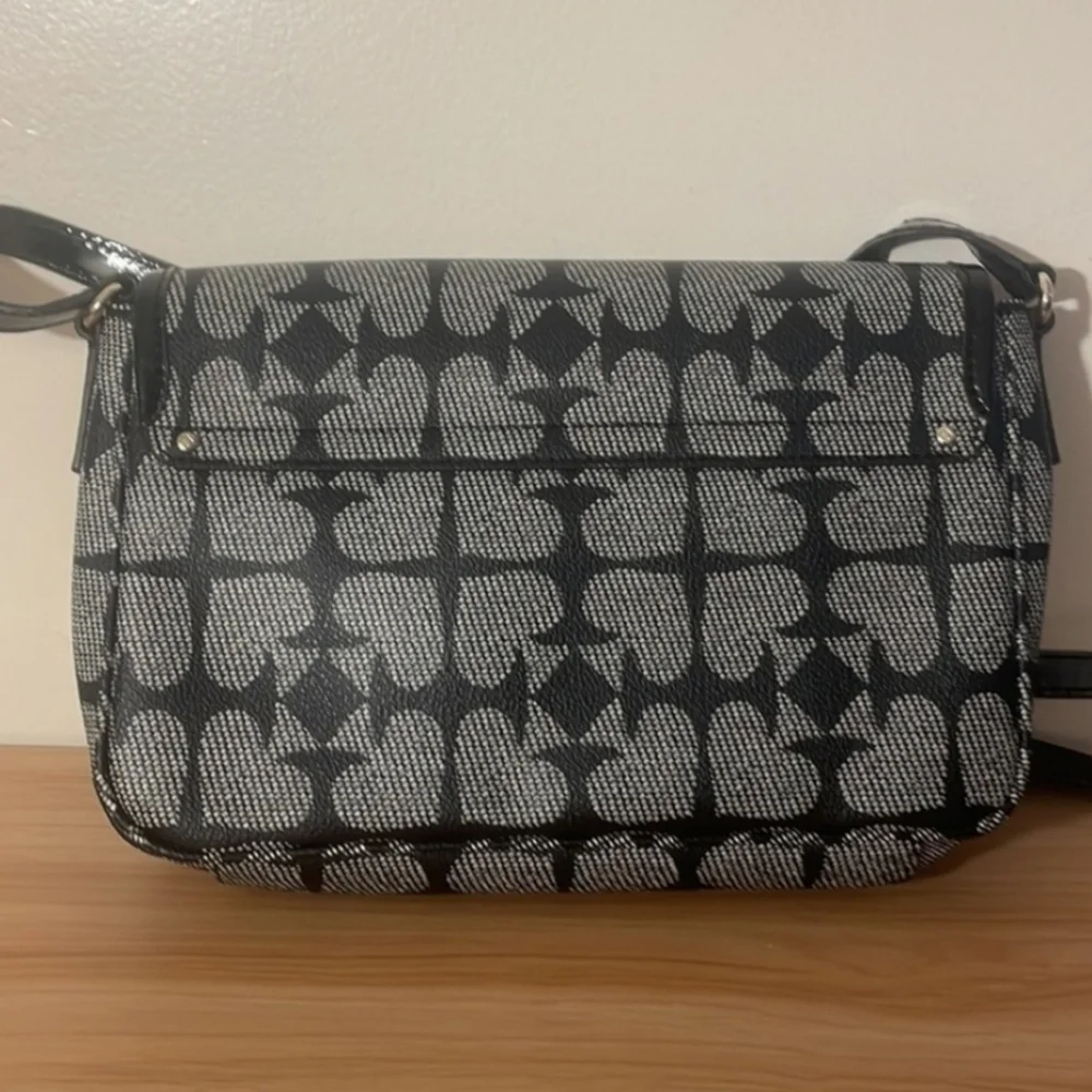 Kate Spade Pebbled Leather "Ace Of Spades" Monogram Adjustable Crossbody Bag - Picture 7 of 10